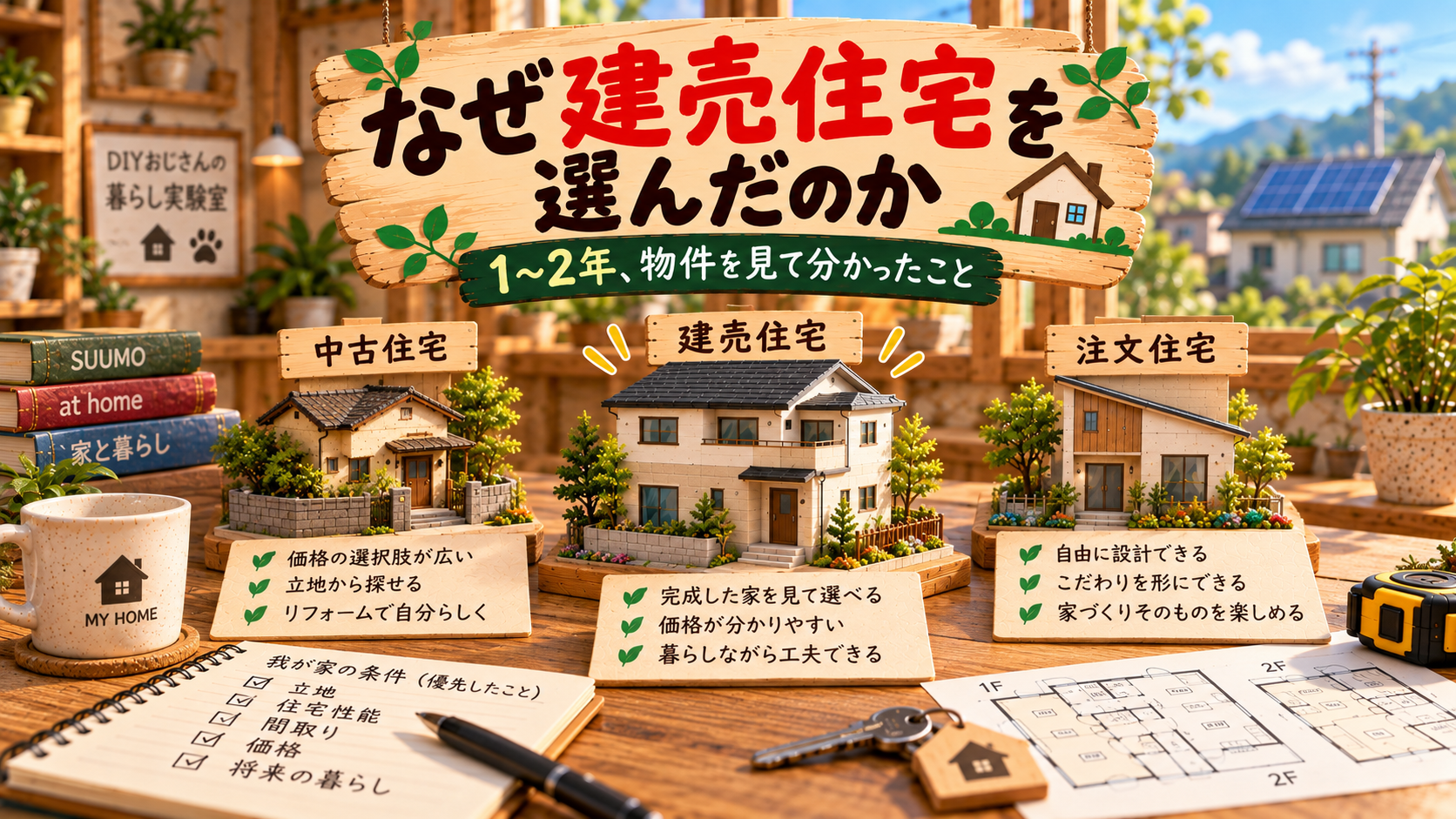 中古住宅・建売住宅・注文住宅を比較する家選びのイメージ